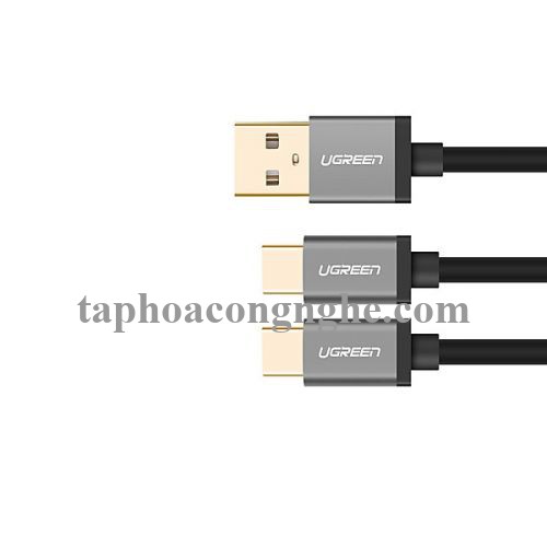 Ugreen 40350 0.5m màu Đen Cáp USB-A sang 2 đầu TypeC cao cấp US196 30040350